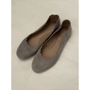 Chloe Lauren Ballerina Flats Suede Leather Gray Grey Size 37 6.5 Authentic